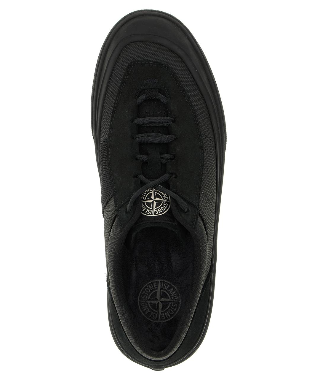 STONE ISLAND Черные текстильные низкие кроссовки / кеды, фото 4
