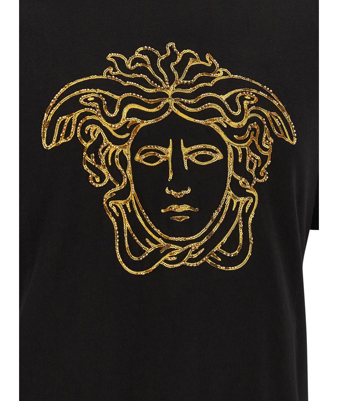 VERSACE Черная хлопковая футболка, фото 4