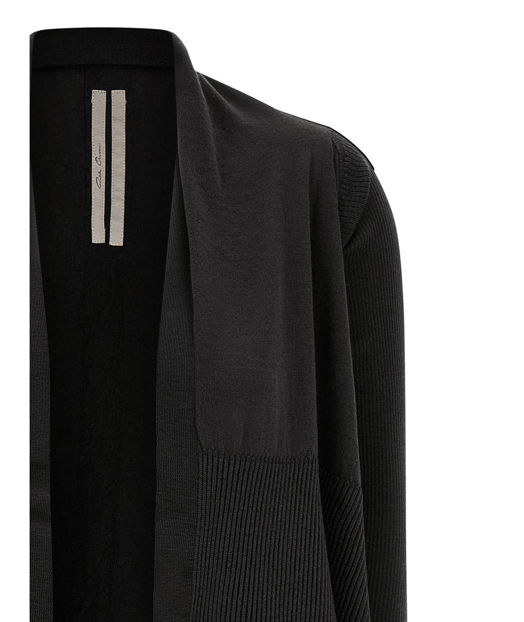 RICK OWENS Черный хлопковый кардиган, фото 3