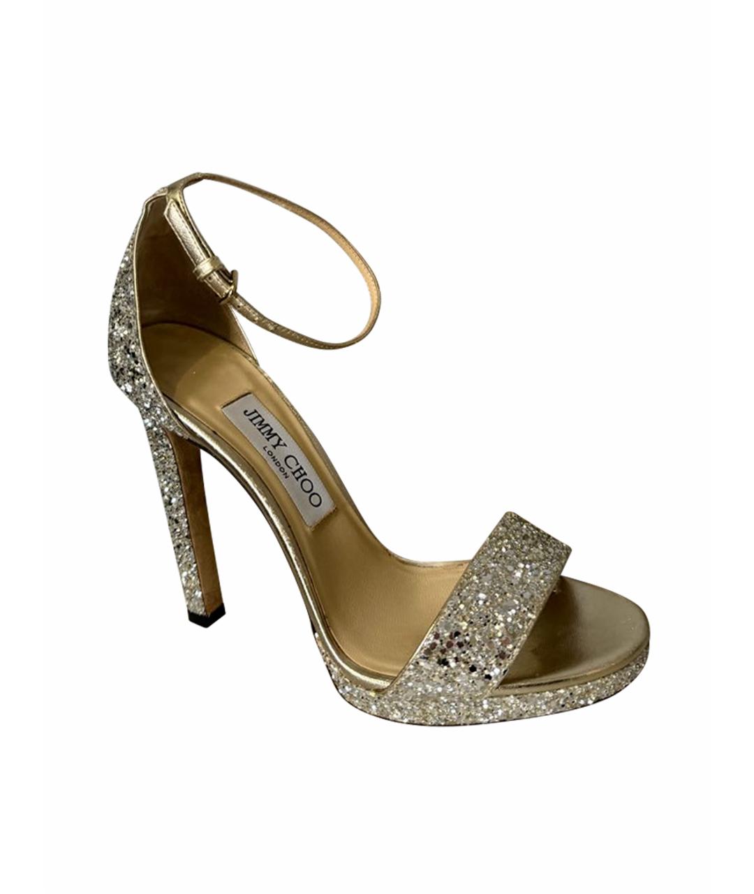 JIMMY CHOO Серебряные кожаные босоножки, фото 5