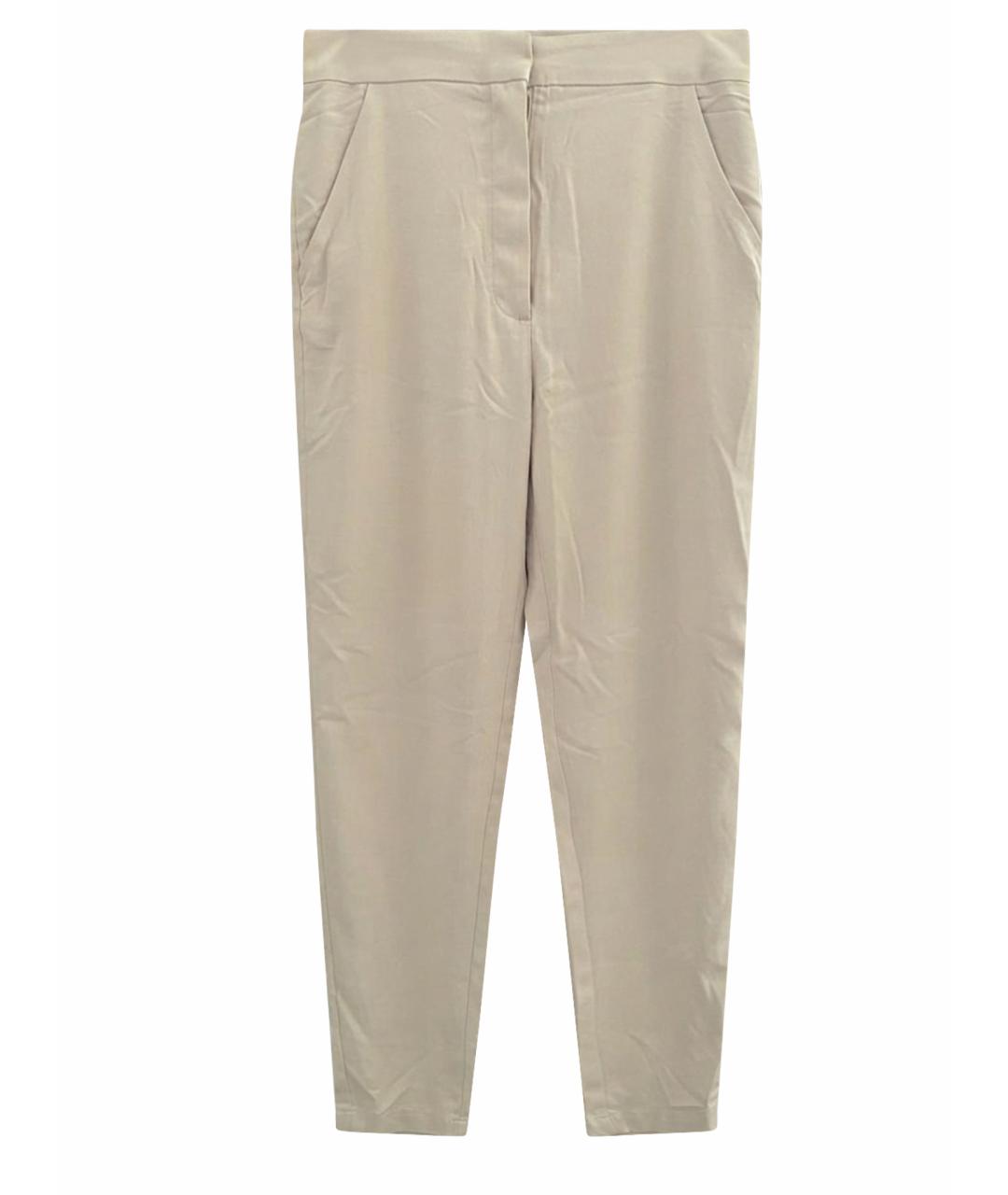 MM6 MAISON MARGIELA Бежевые вискозные прямые брюки, фото 1
