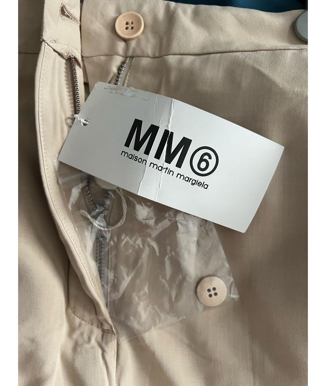 MM6 MAISON MARGIELA Бежевые вискозные прямые брюки, фото 6