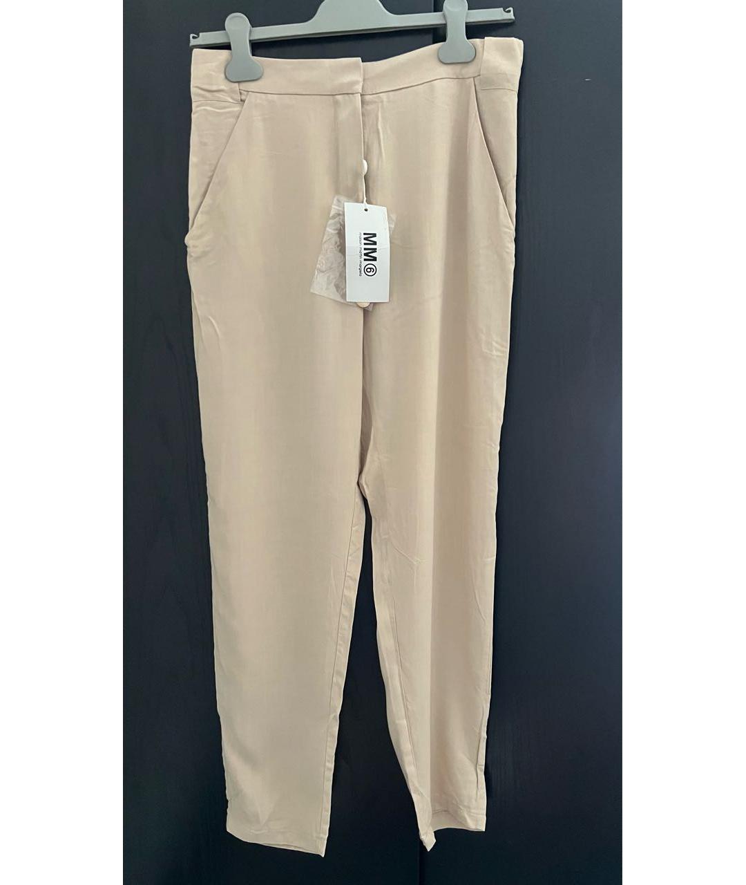 MM6 MAISON MARGIELA Бежевые вискозные прямые брюки, фото 7