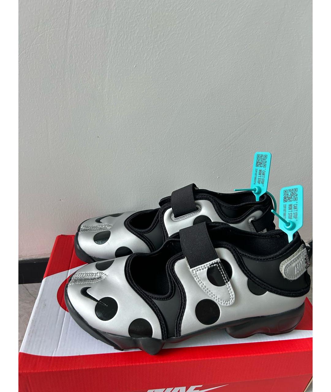 NIKE Серебряные кроссовки из искусственной кожи, фото 7