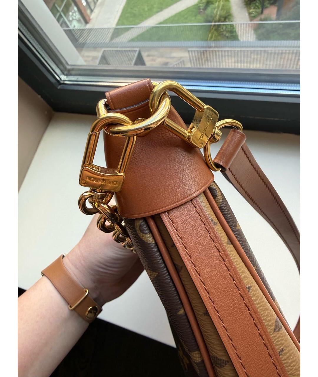LOUIS VUITTON Коричневая кожаная сумка через плечо, фото 3
