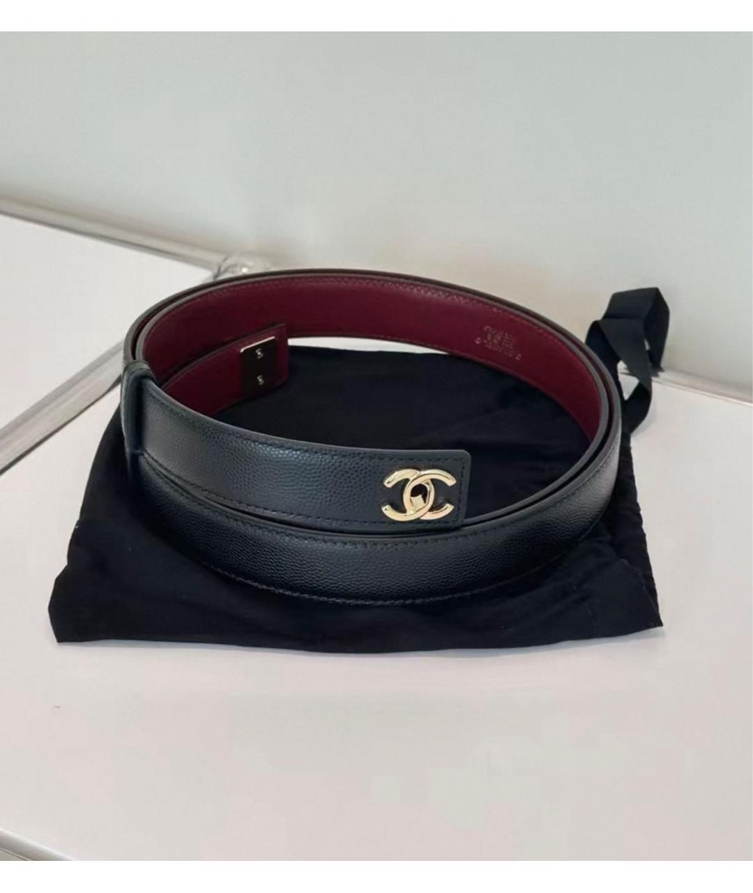 CHANEL Черный кожаный ремень, фото 2