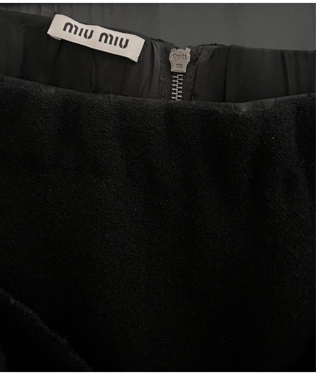 MIU MIU Черная шерстяная юбка мини, фото 3