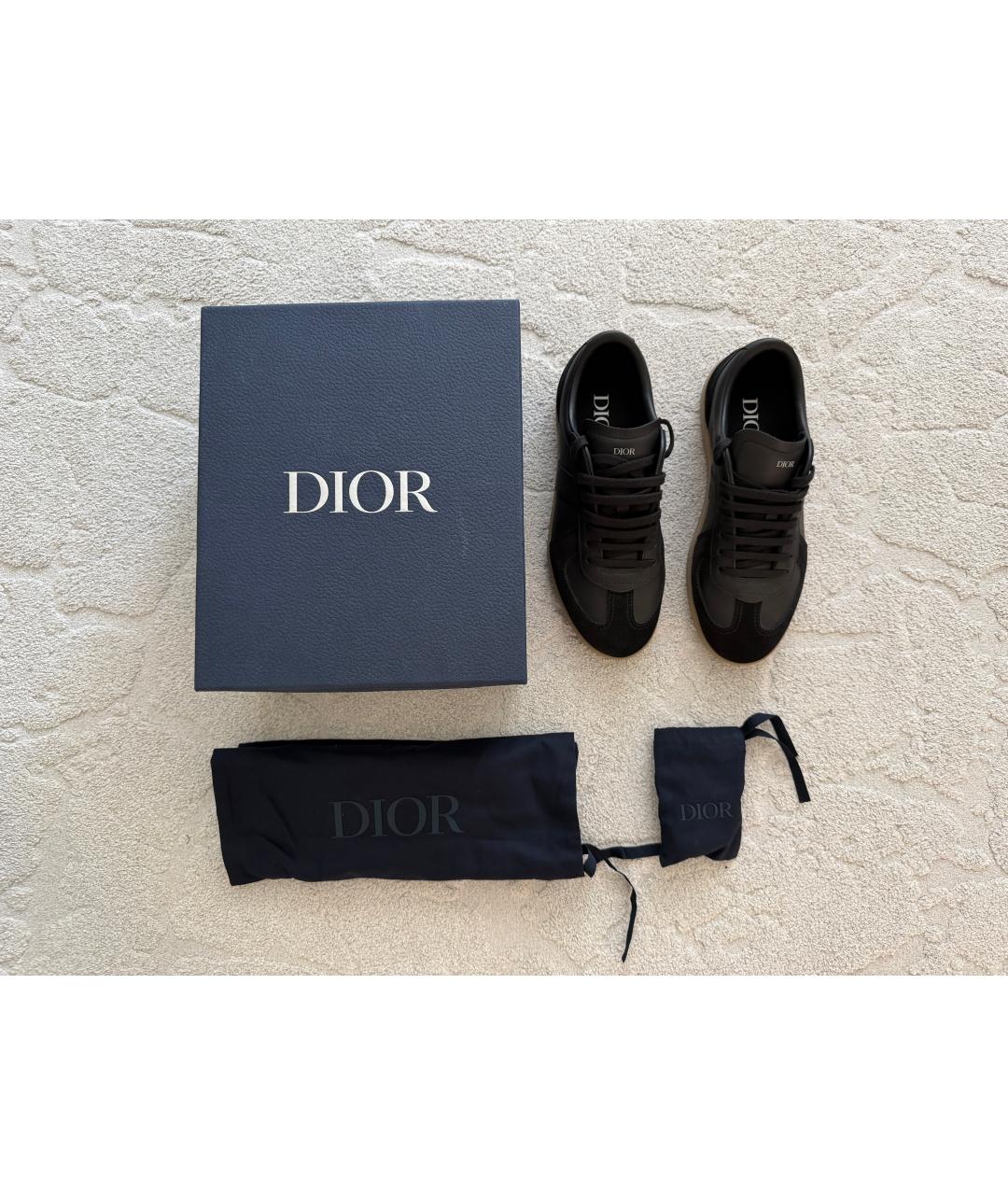 CHRISTIAN DIOR Черные кожаные низкие кроссовки / кеды, фото 8