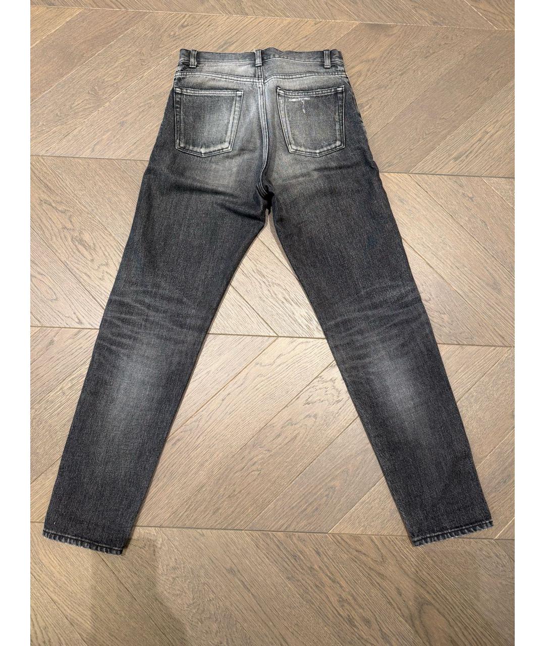 SAINT LAURENT Антрацитовые хлопковые прямые джинсы, фото 2