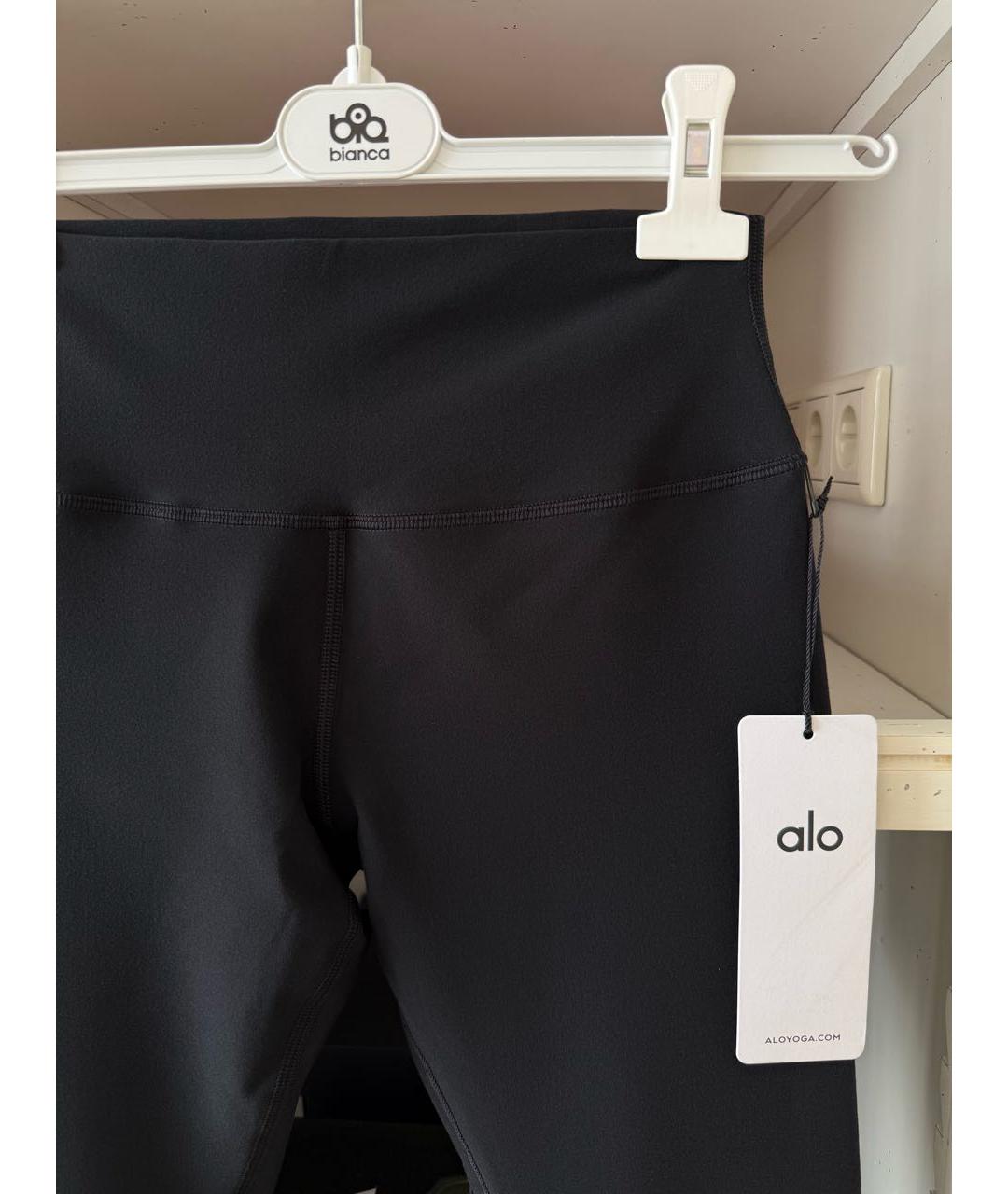 ALO YOGA Черные полиэстеровые леггинсы и велосипедки, фото 4