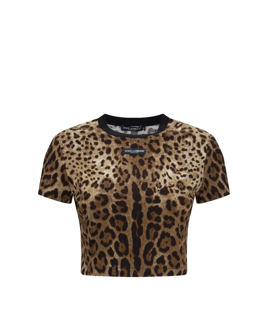 DOLCE&GABBANA Коричневая хлопковая футболка, фото 3