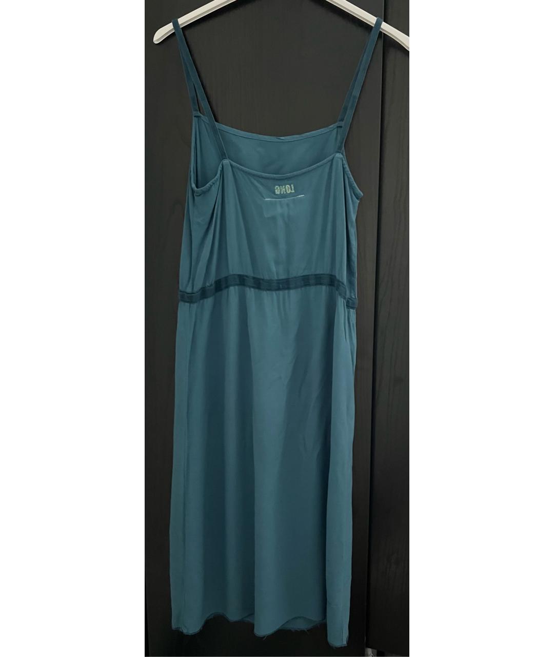 MM6 MAISON MARGIELA Бирюзовое вискозное повседневное платье, фото 2