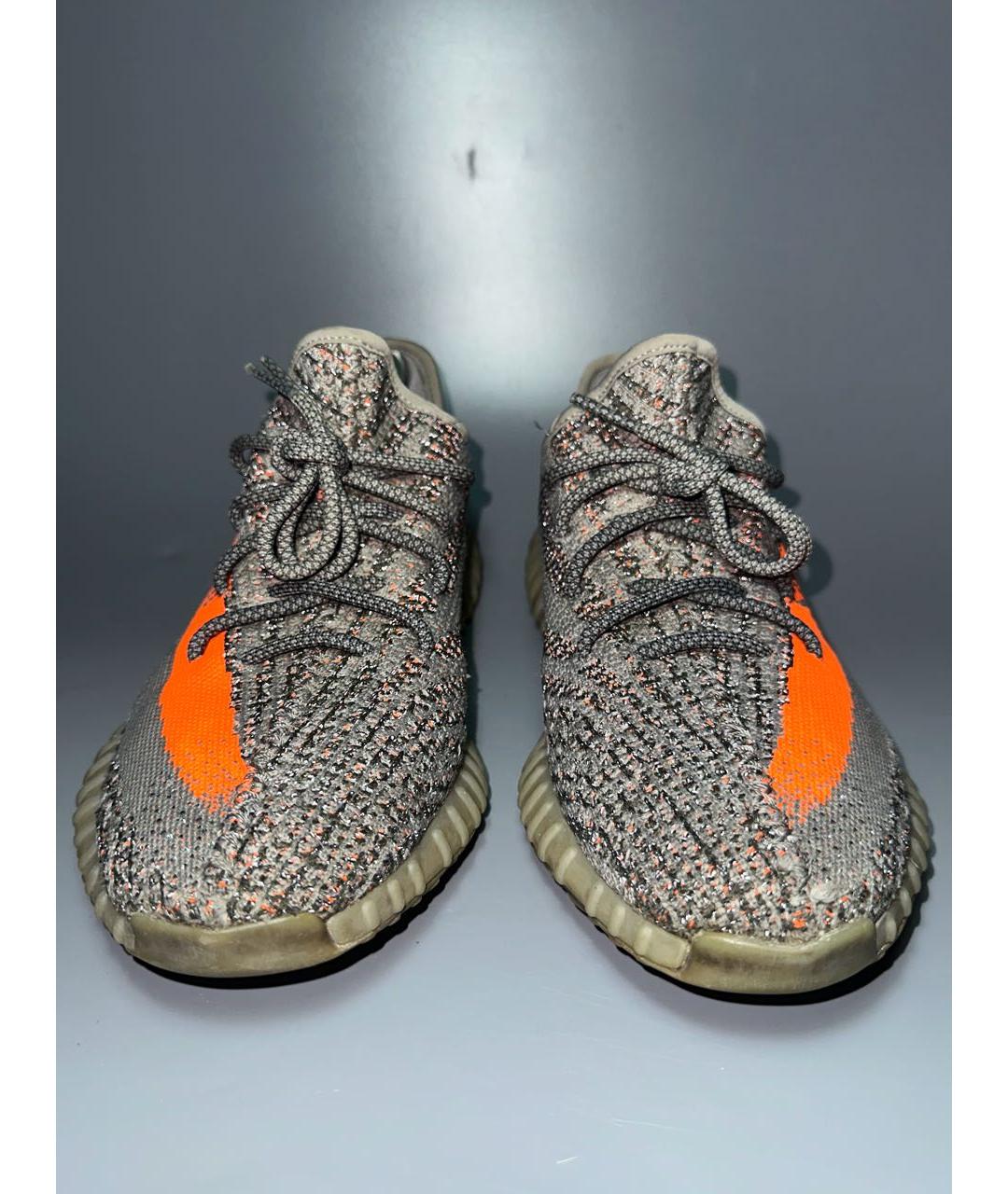 ADIDAS YEEZY Серые синтетические низкие кроссовки / кеды, фото 2