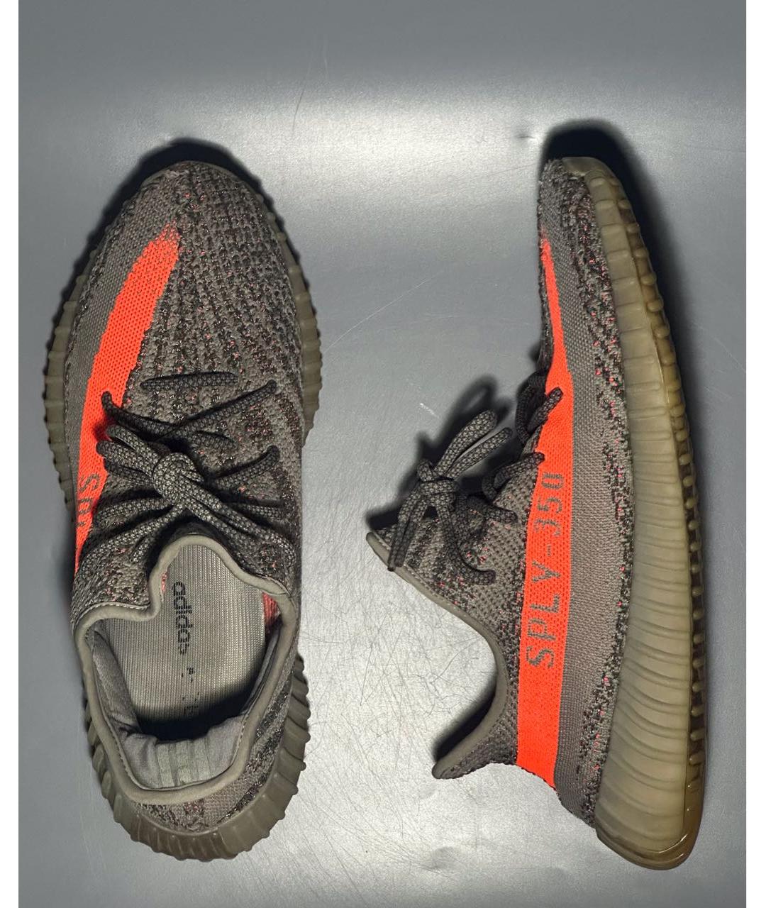 ADIDAS YEEZY Серые синтетические низкие кроссовки / кеды, фото 3