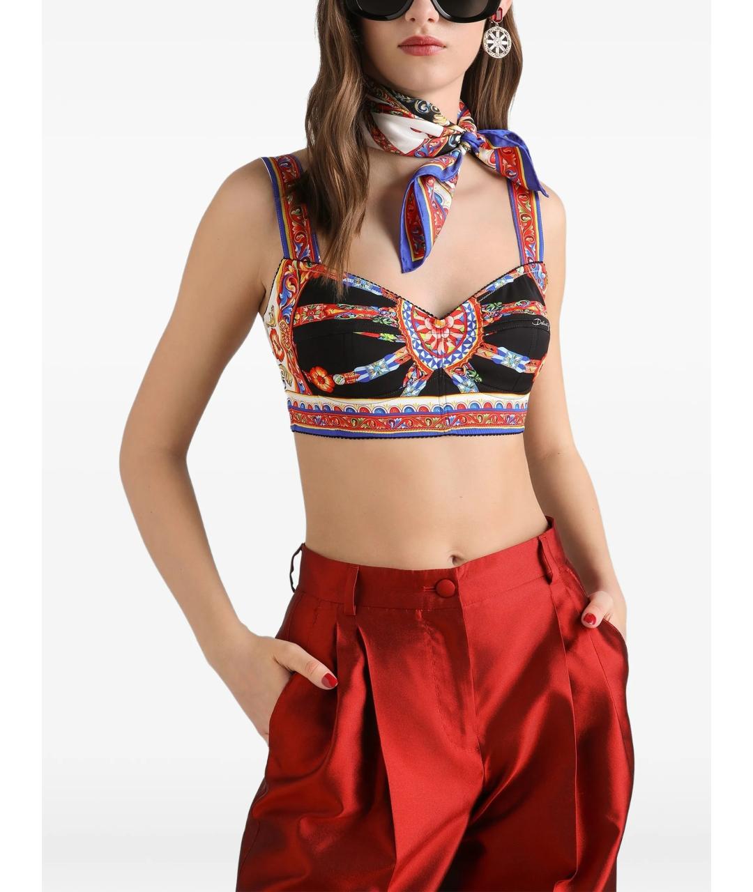 DOLCE&GABBANA Мульти шелковая майка, фото 4