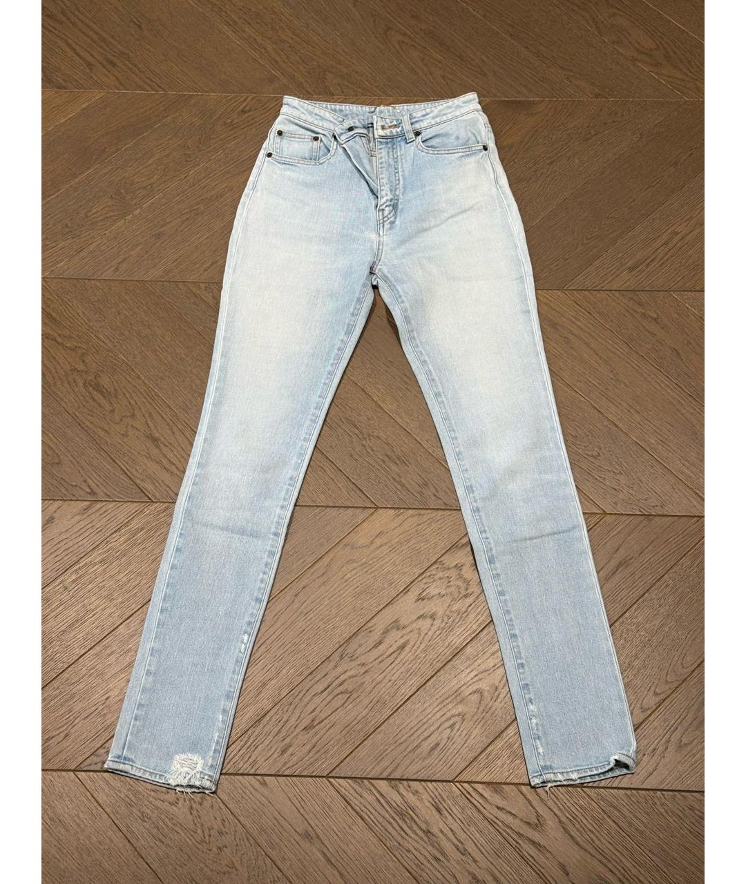SAINT LAURENT Голубые хлопковые джинсы слим, фото 9