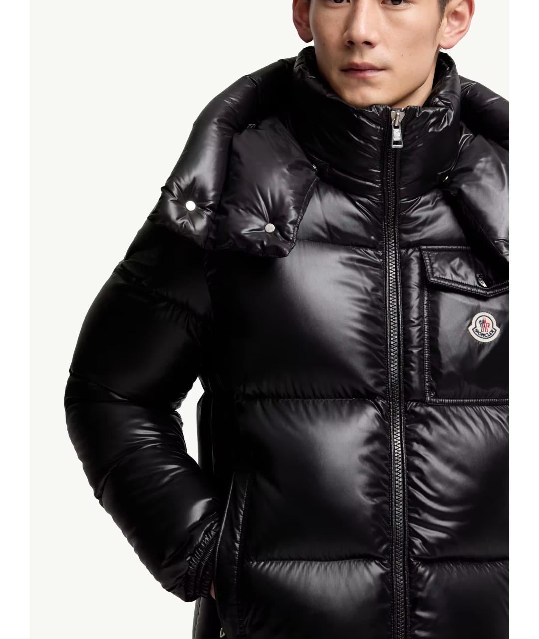 MONCLER Черный полиамидовый пуховик, фото 6