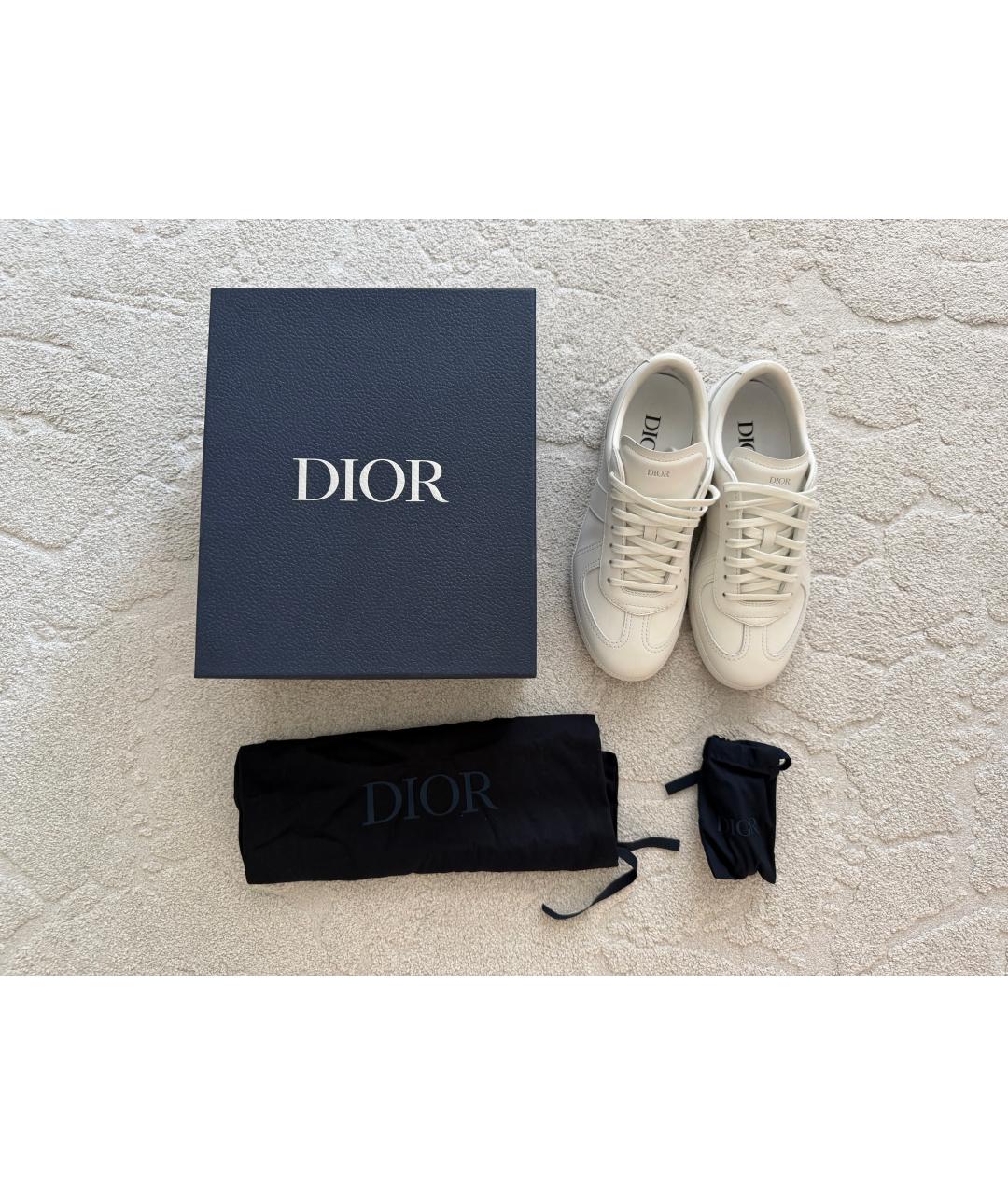 CHRISTIAN DIOR Белые кожаные низкие кроссовки / кеды, фото 6