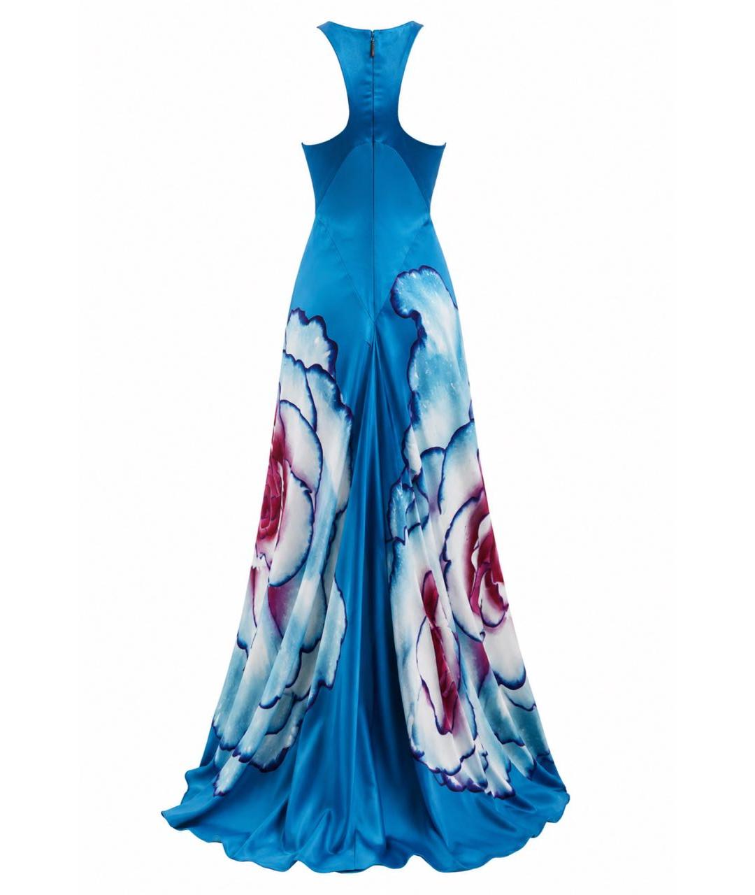ROBERTO CAVALLI Бирюзовое шелковое вечернее платье, фото 2
