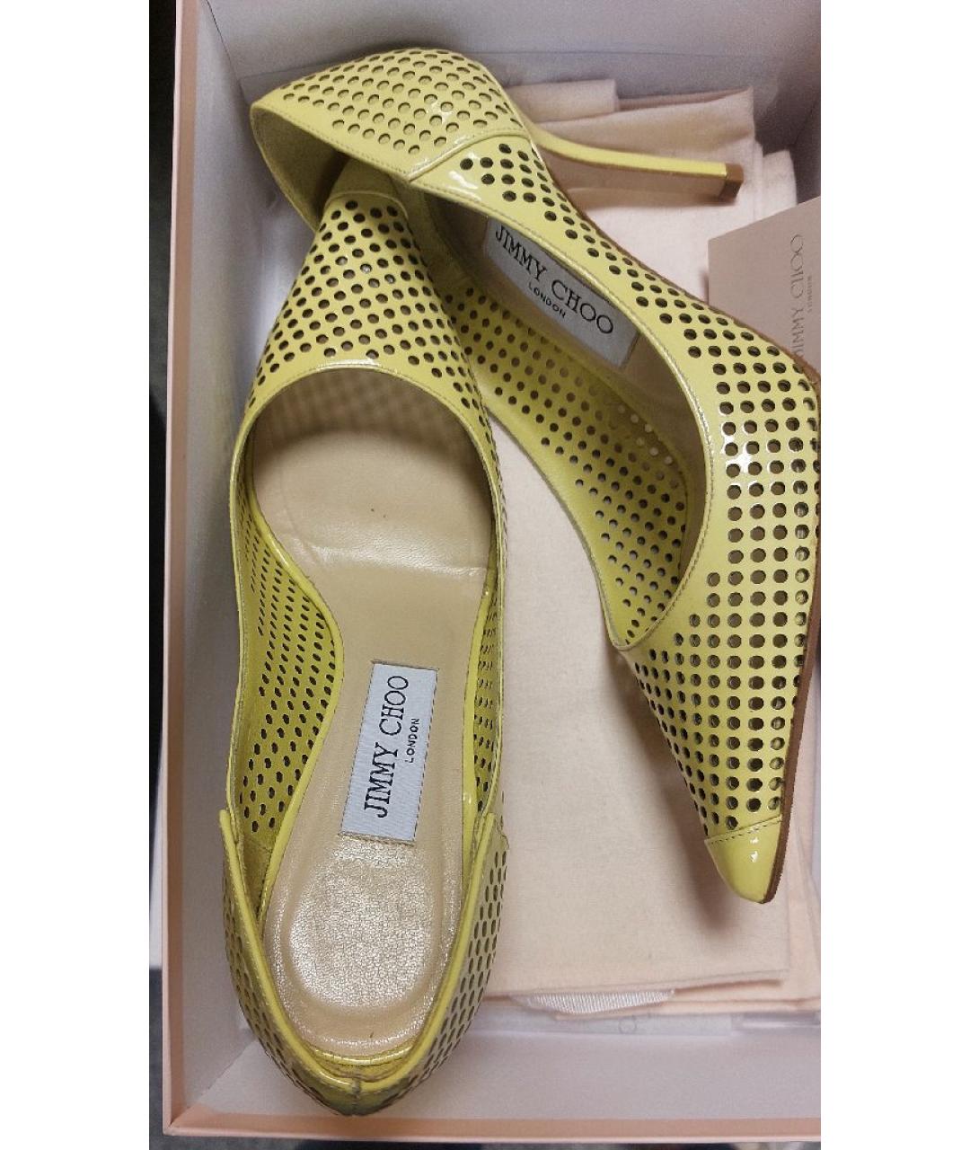 JIMMY CHOO Желтые туфли из лакированной кожи, фото 2