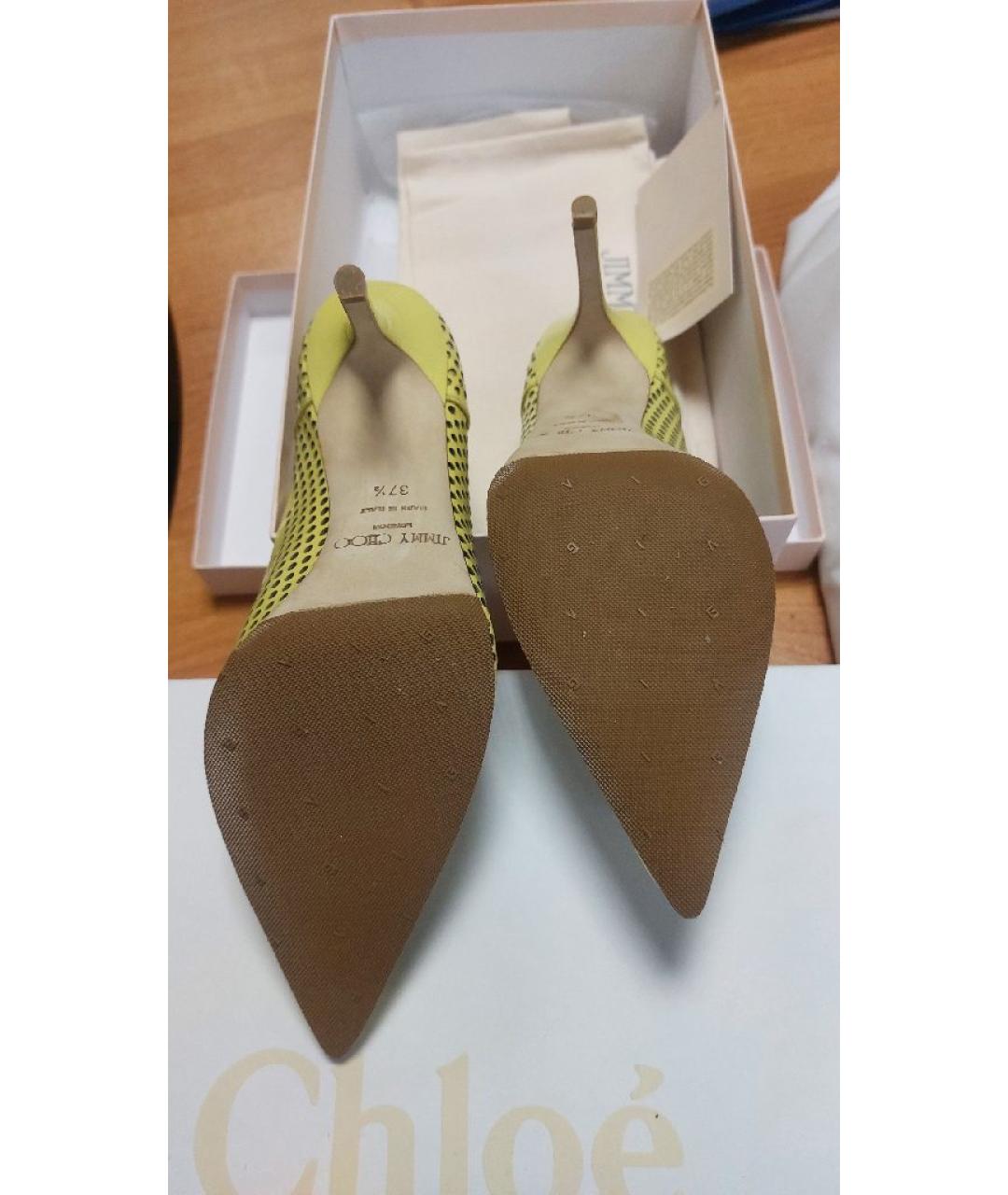 JIMMY CHOO Желтые туфли из лакированной кожи, фото 8