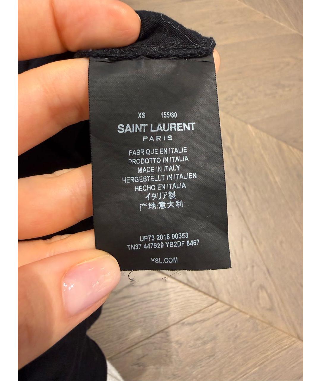 SAINT LAURENT Черная хлопковая футболка, фото 5