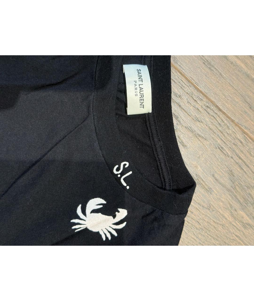 SAINT LAURENT Черная хлопковая футболка, фото 3