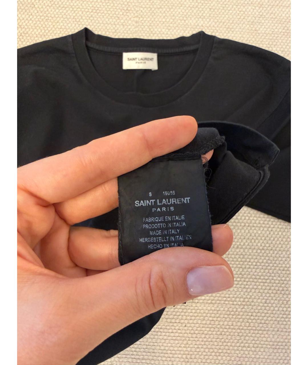 SAINT LAURENT Черная хлопковая футболка, фото 3