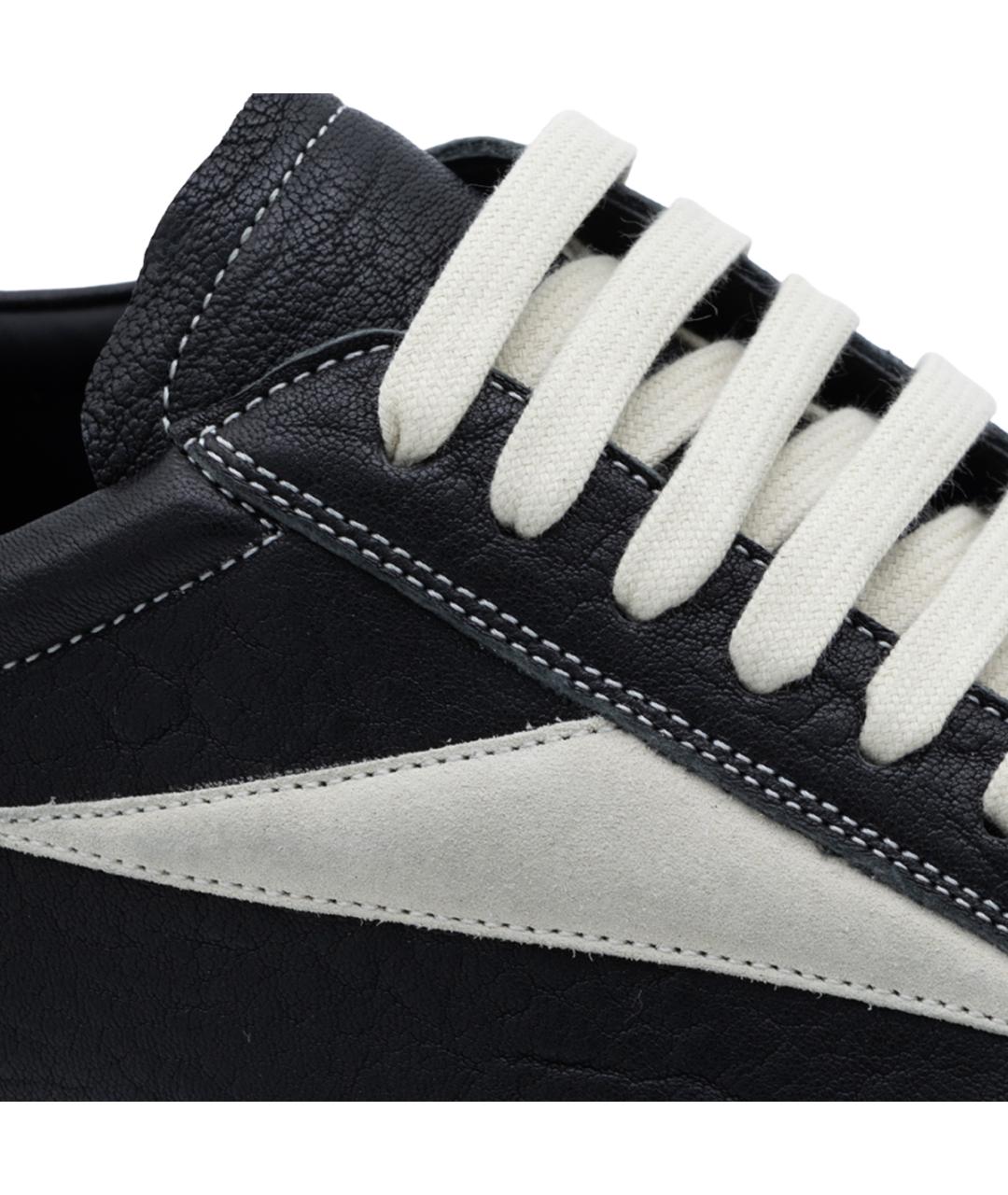 RICK OWENS Черные кожаные низкие кроссовки / кеды, фото 7