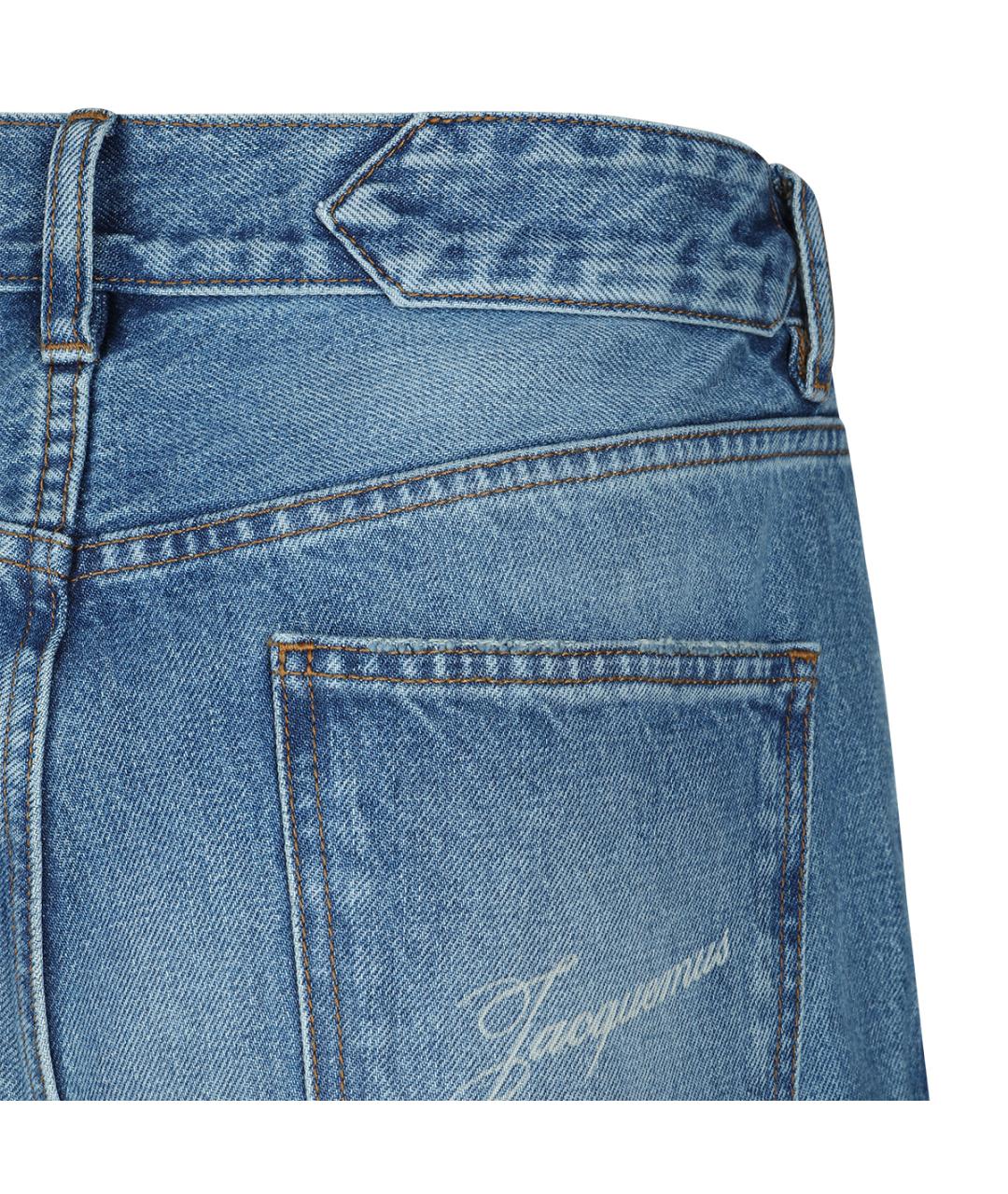JACQUEMUS Голубые хлопковые прямые джинсы, фото 8