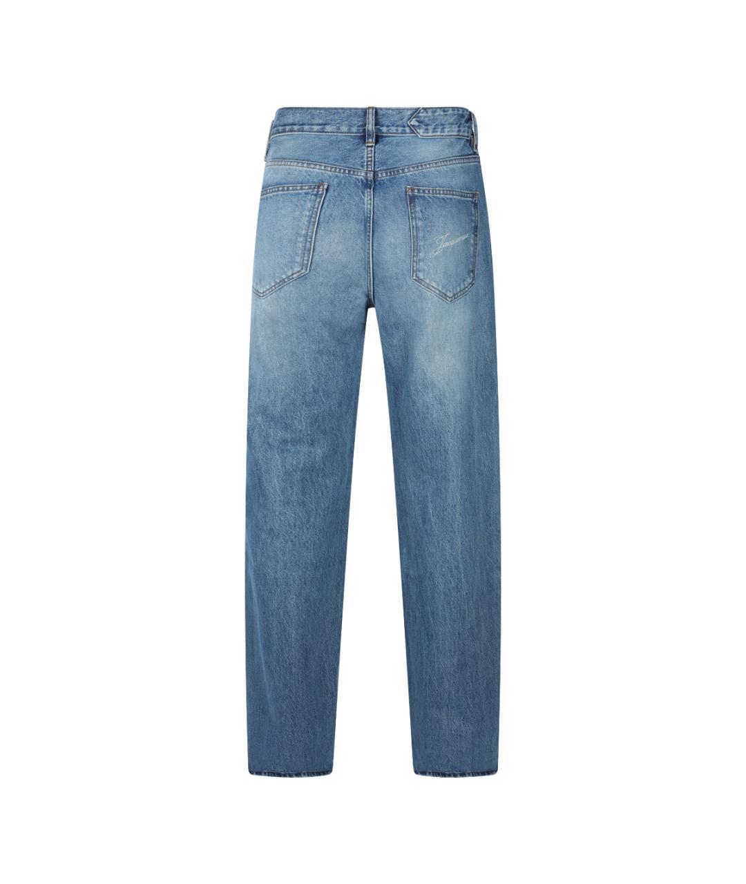 JACQUEMUS Голубые хлопковые прямые джинсы, фото 4