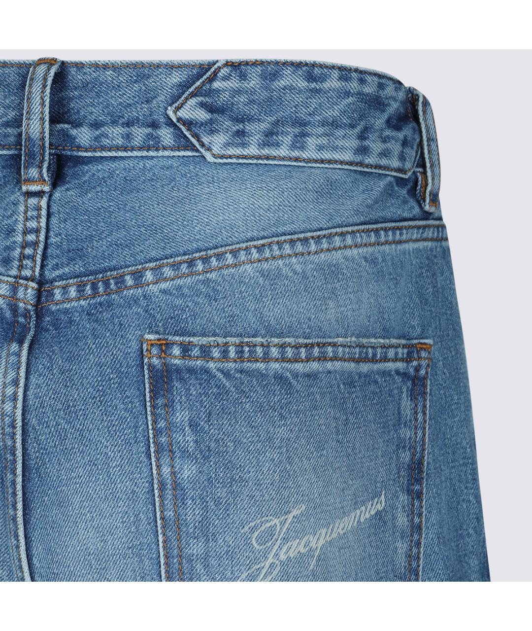 JACQUEMUS Голубые хлопковые прямые джинсы, фото 7