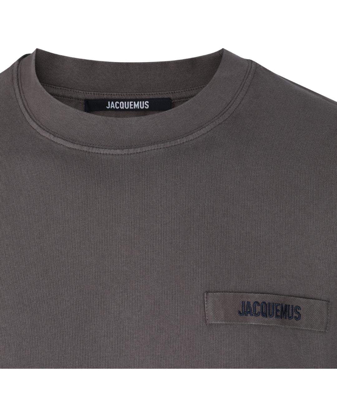 JACQUEMUS Коричневая хлопковая футболка, фото 3