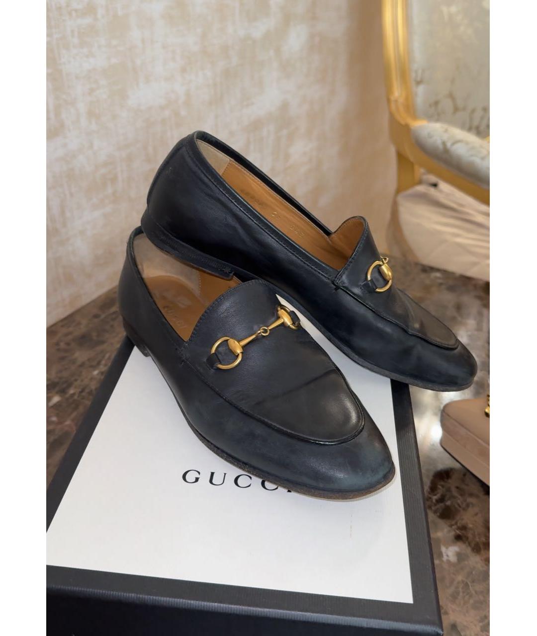 GUCCI Черные кожаные туфли, фото 3