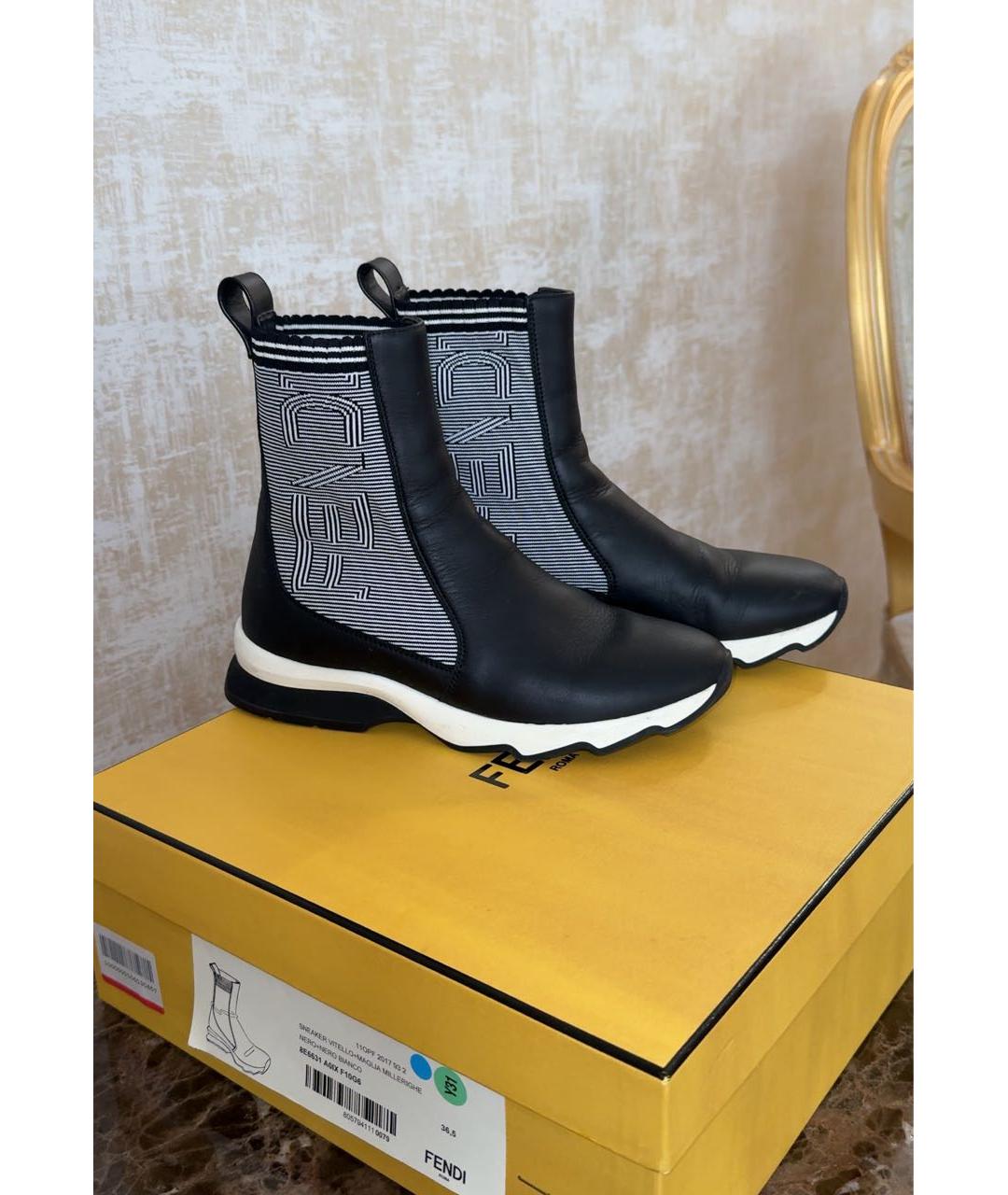 FENDI Черные кожаные сапоги, фото 6