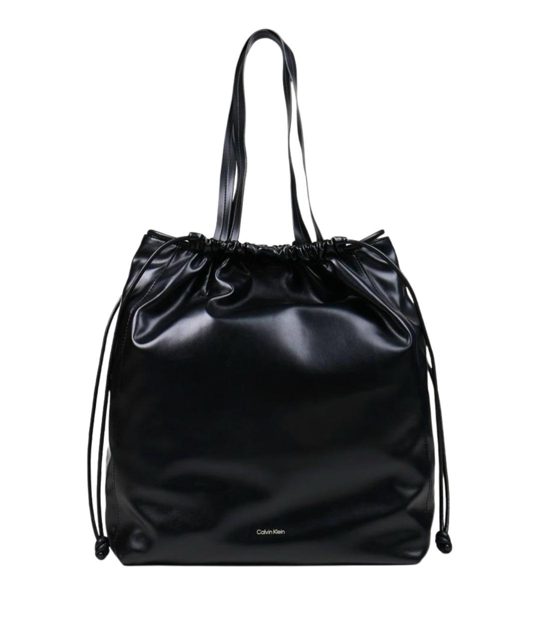 CALVIN KLEIN Черная сумка тоут из искусственной кожи, фото 1