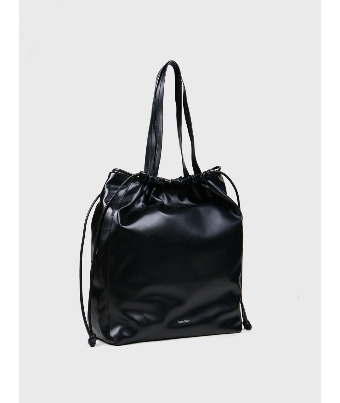 CALVIN KLEIN Черная сумка тоут из искусственной кожи, фото 4