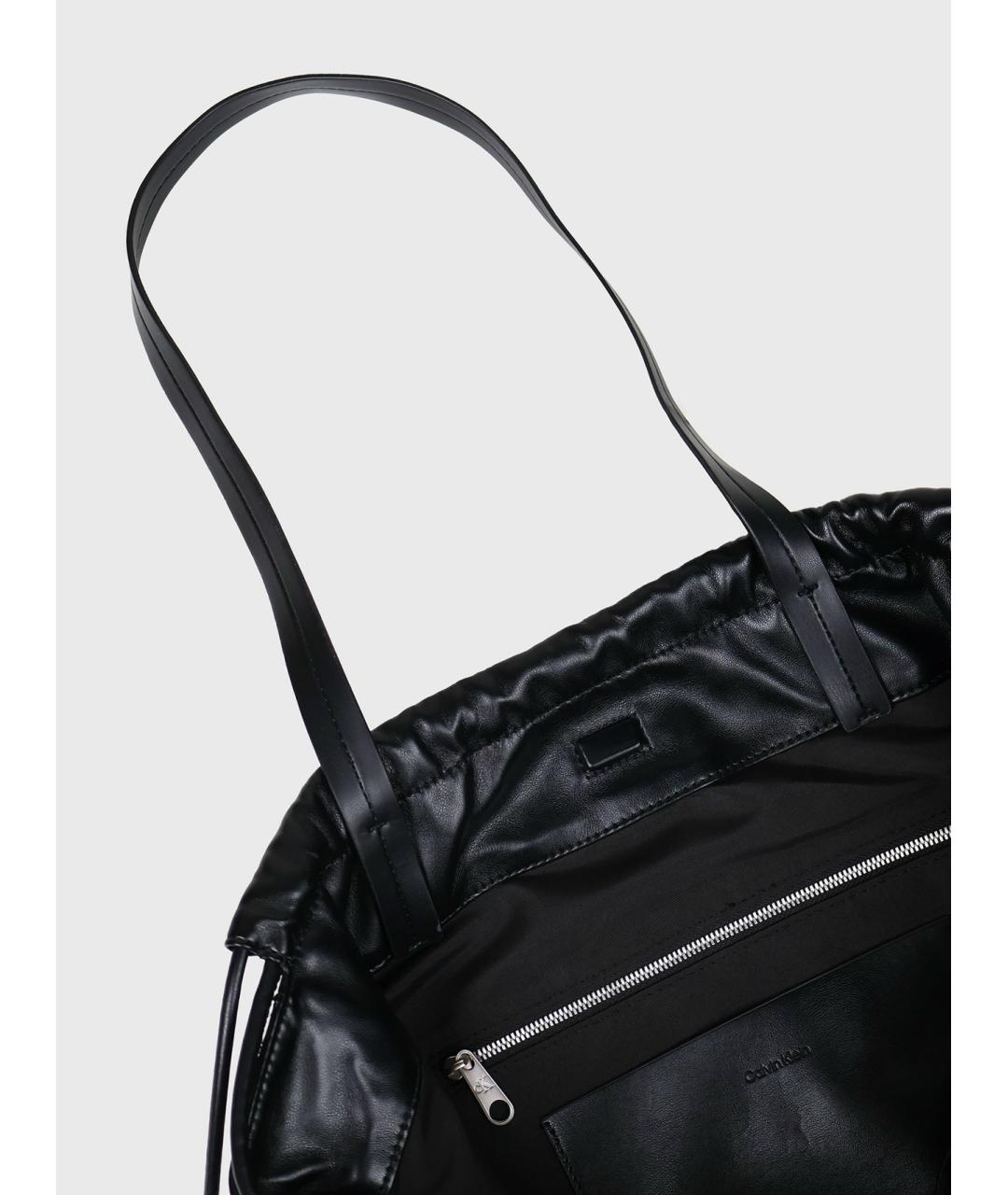 CALVIN KLEIN Черная сумка тоут из искусственной кожи, фото 5