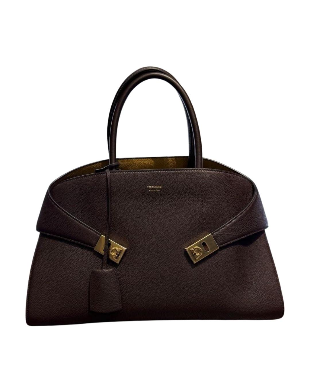 FERRAGAMO Коричневая кожаная сумка тоут, фото 1