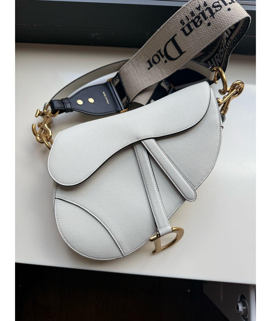 CHRISTIAN DIOR Белая кожаная сумка с короткими ручками, фото 4