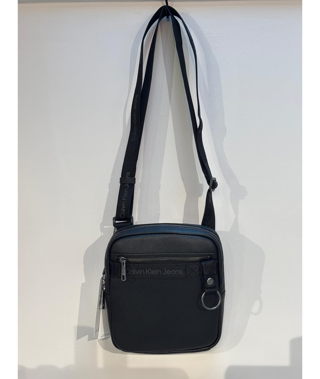 CALVIN KLEIN Черная сумка на плечо из искусственной кожи, фото 6