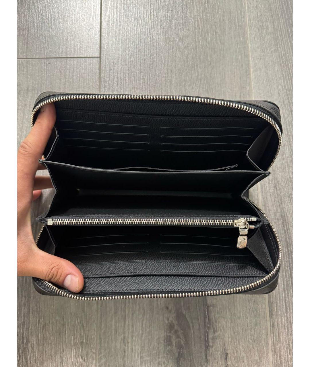 LOUIS VUITTON Черный кожаный кошелек, фото 7