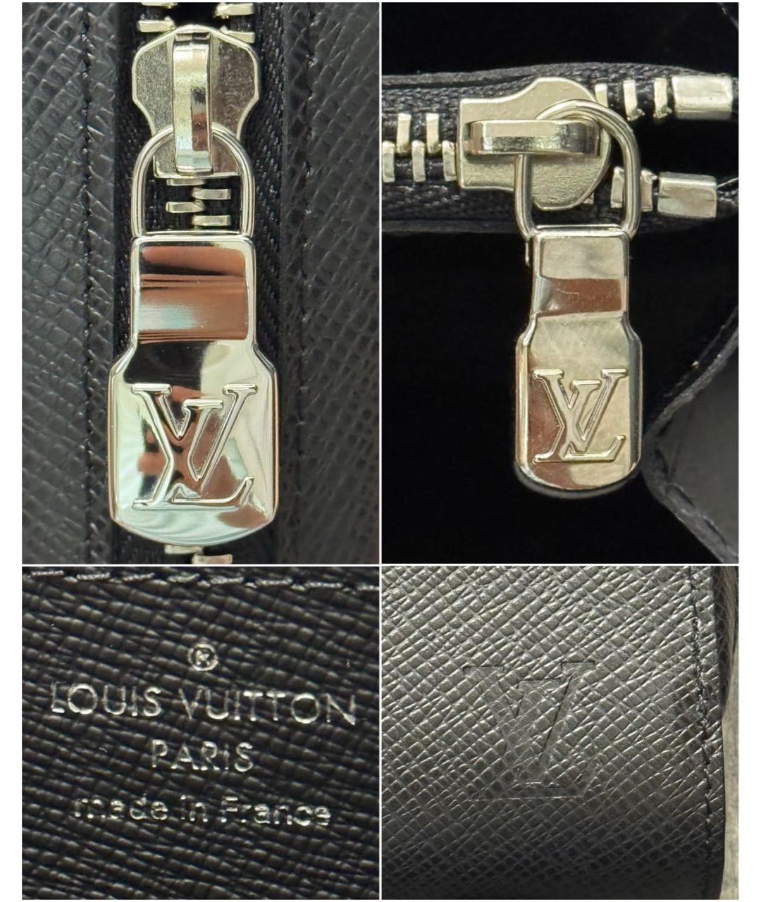 LOUIS VUITTON Черный кожаный кошелек, фото 6