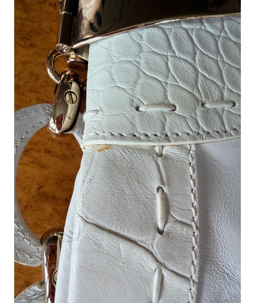 VERSACE Белая кожаная сумка тоут, фото 5