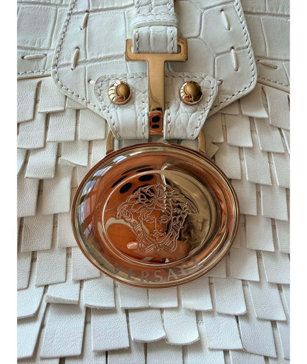 VERSACE Белая кожаная сумка тоут, фото 7