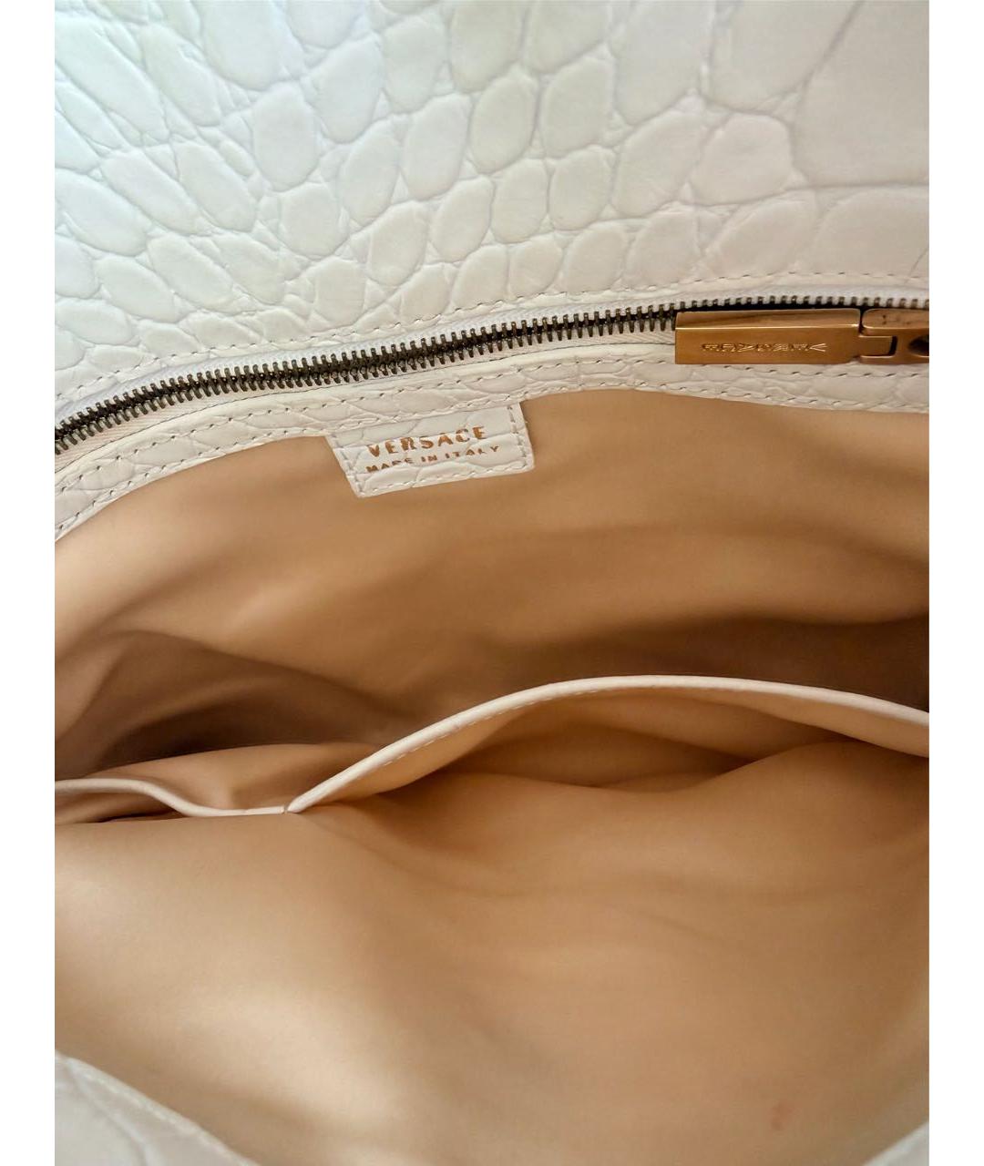 VERSACE Белая кожаная сумка тоут, фото 4