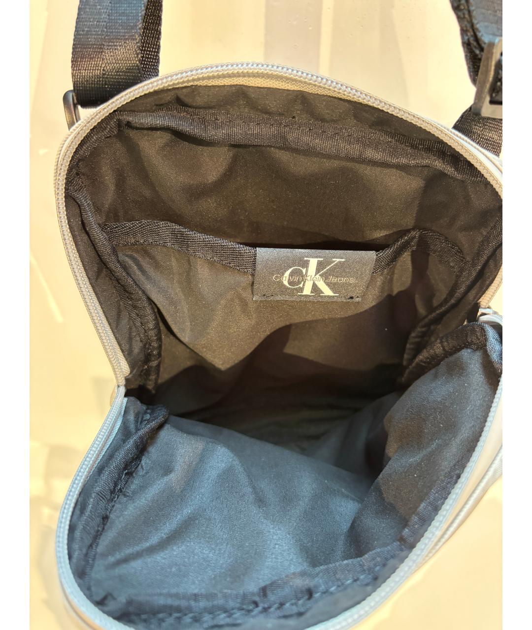 CALVIN KLEIN Серая синтетическая сумка на плечо, фото 8
