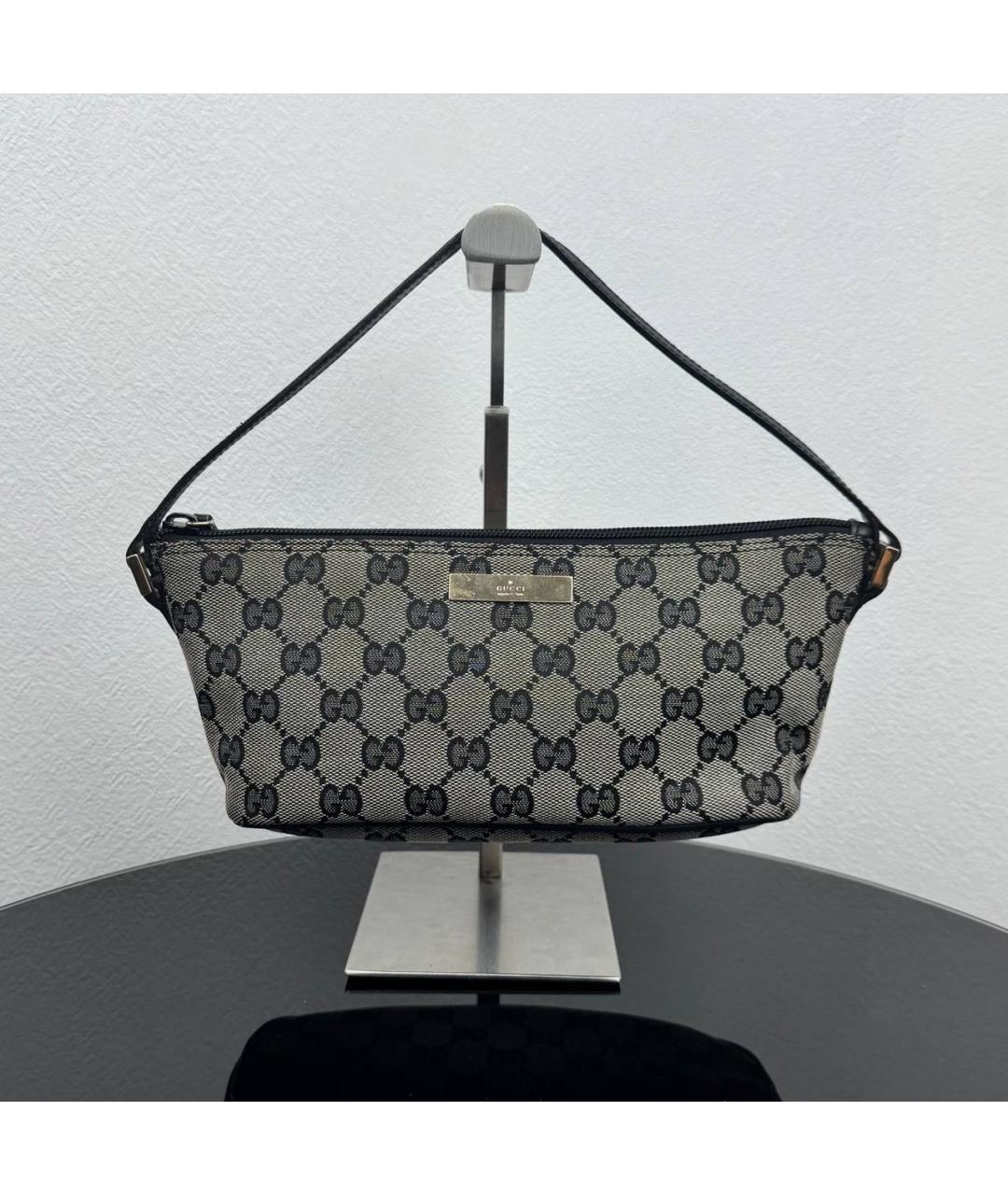 GUCCI Черная жаккардовая сумка с короткими ручками, фото 6