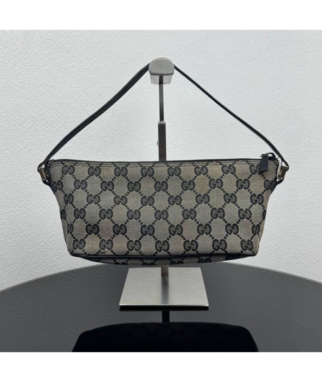 GUCCI Черная жаккардовая сумка с короткими ручками, фото 2