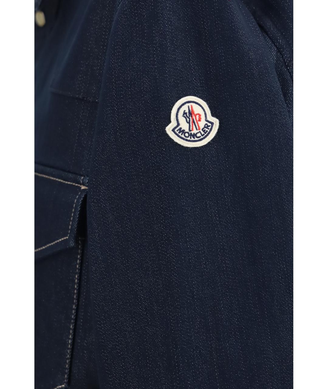 MONCLER Синяя хлопковая кэжуал рубашка, фото 3